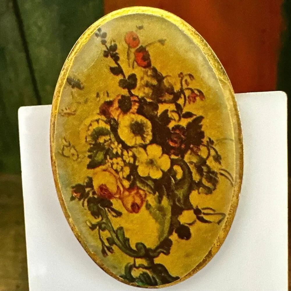 DaVinci Floral Still Life Brooch